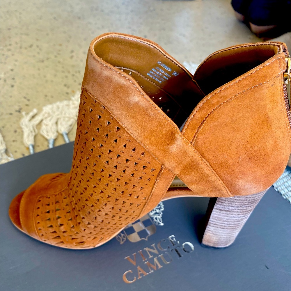 Vince Camuto open toe booties.